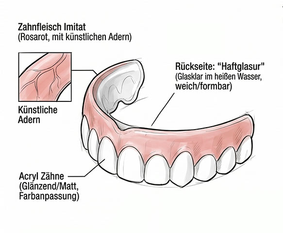 Esquema de la estructura de una carilla dental removible